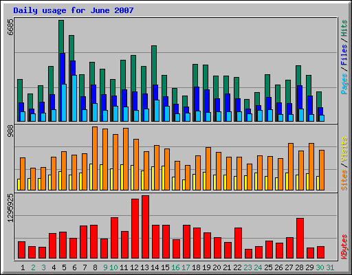 Daily usage for June 2007