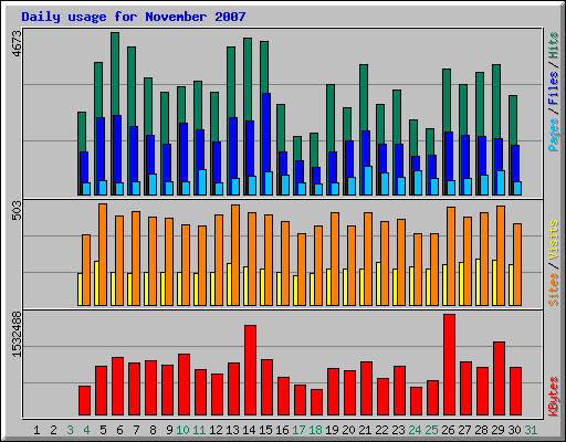 Daily usage for November 2007