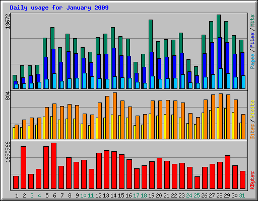 Daily usage for January 2009