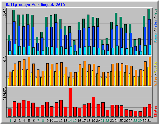 Daily usage for August 2010