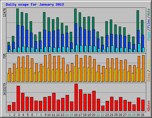 Daily usage for January 2012