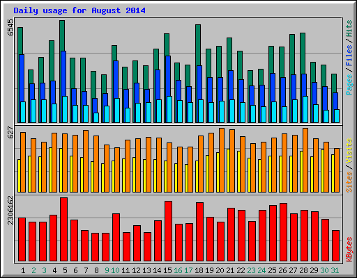 Daily usage for August 2014