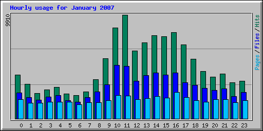 Hourly usage for January 2007