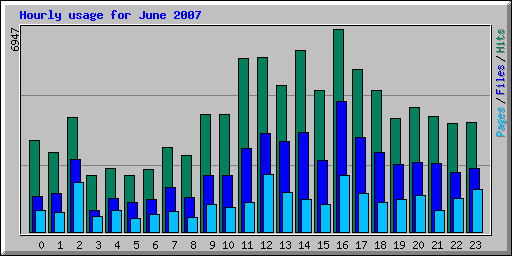 Hourly usage for June 2007