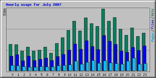 Hourly usage for July 2007