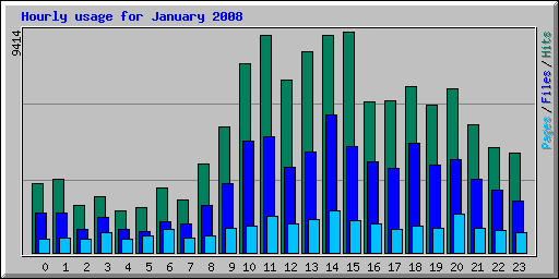 Hourly usage for January 2008