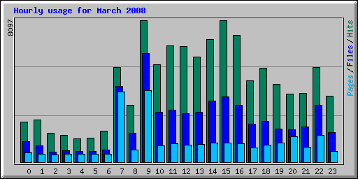 Hourly usage for March 2008