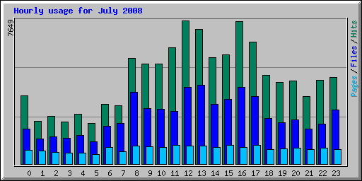 Hourly usage for July 2008