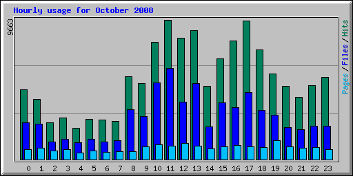 Hourly usage for October 2008