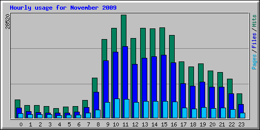 Hourly usage for November 2009