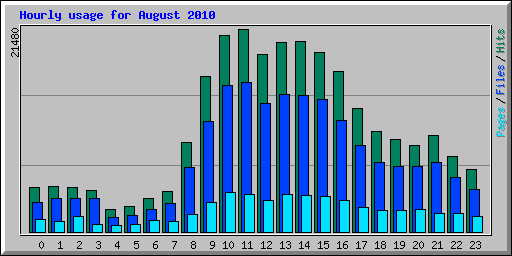 Hourly usage for August 2010