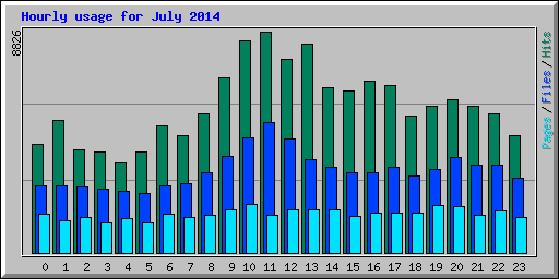 Hourly usage for July 2014